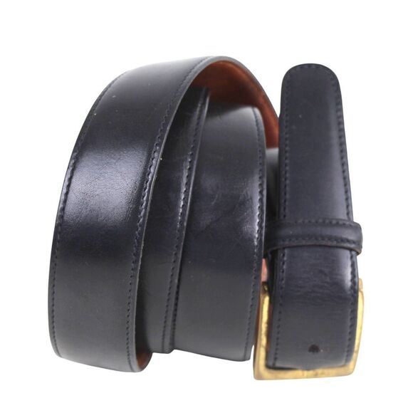 Trafalgar BLACK GENUINE LEATHER 1 1/8"Wd STITCH CASUAL DRESS BELT Size 42 (A43 - Picture 1 of 13